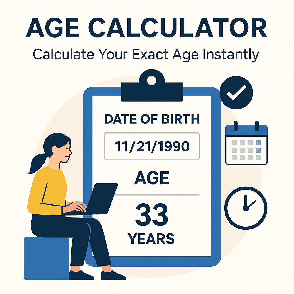 Age calculator featured image showing date of birth and calculated age
